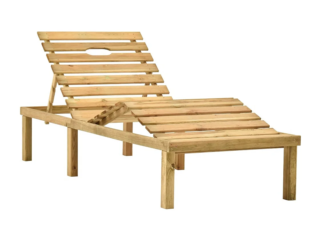 Chaise longue avec coussin vert Bois de pin imprégné