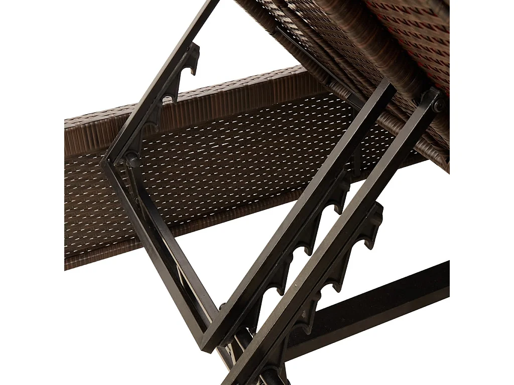 Chaise longue doppia con cuscini in vimini di resina marrone