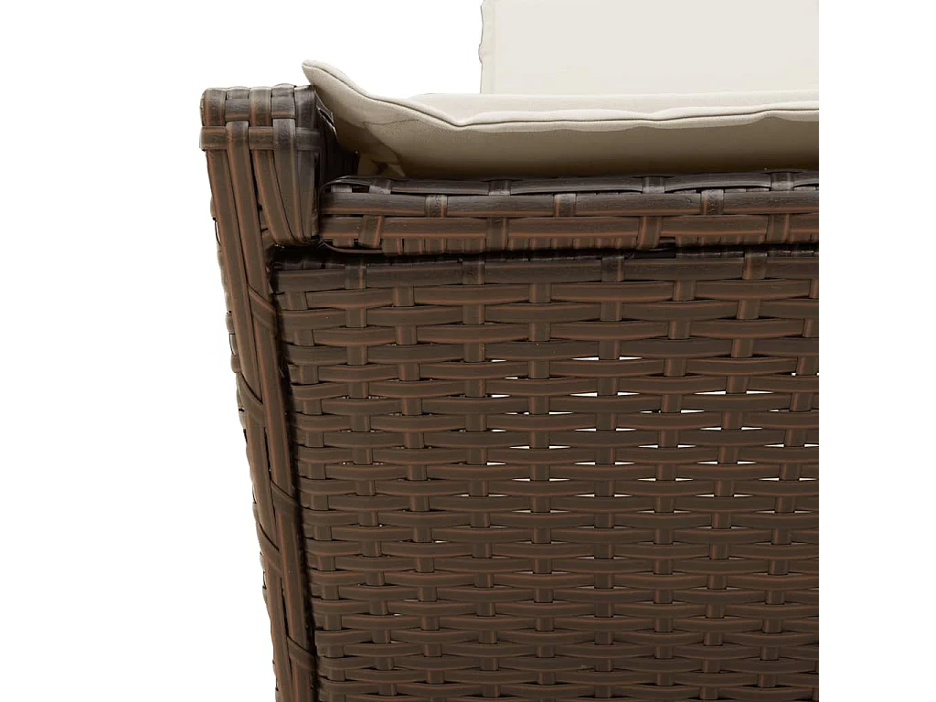 Chaise longue doppia con cuscini in vimini di resina marrone