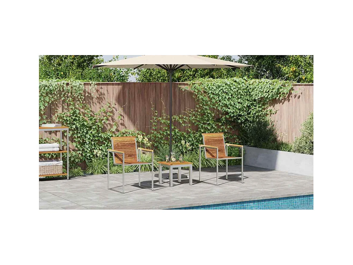 Transat 3-personne 3 pcs Marron 200 x 60 x 88cm Teck massif