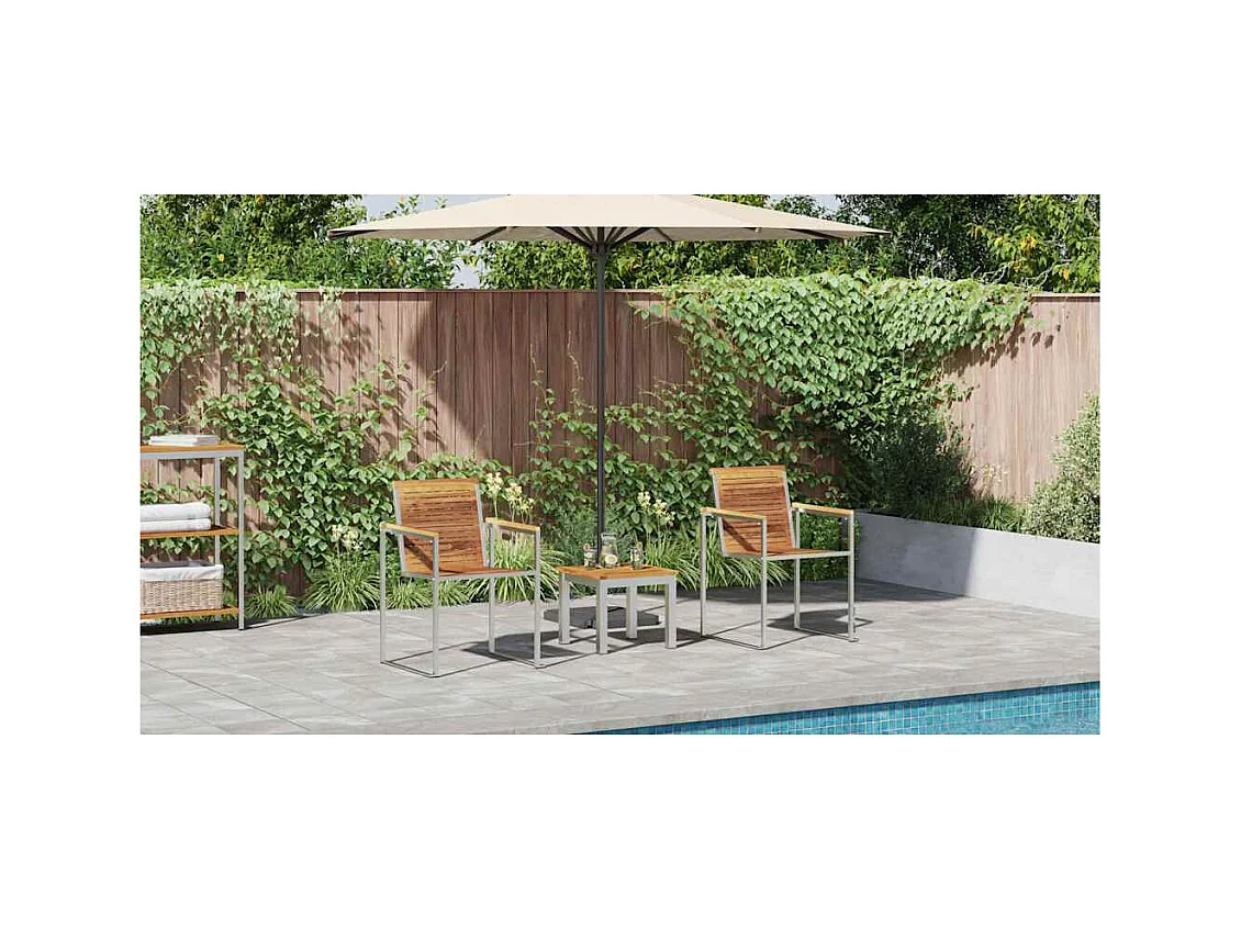 Transat 3-personne 3 pcs Marron 200 x 60 x 88cm Teck massif