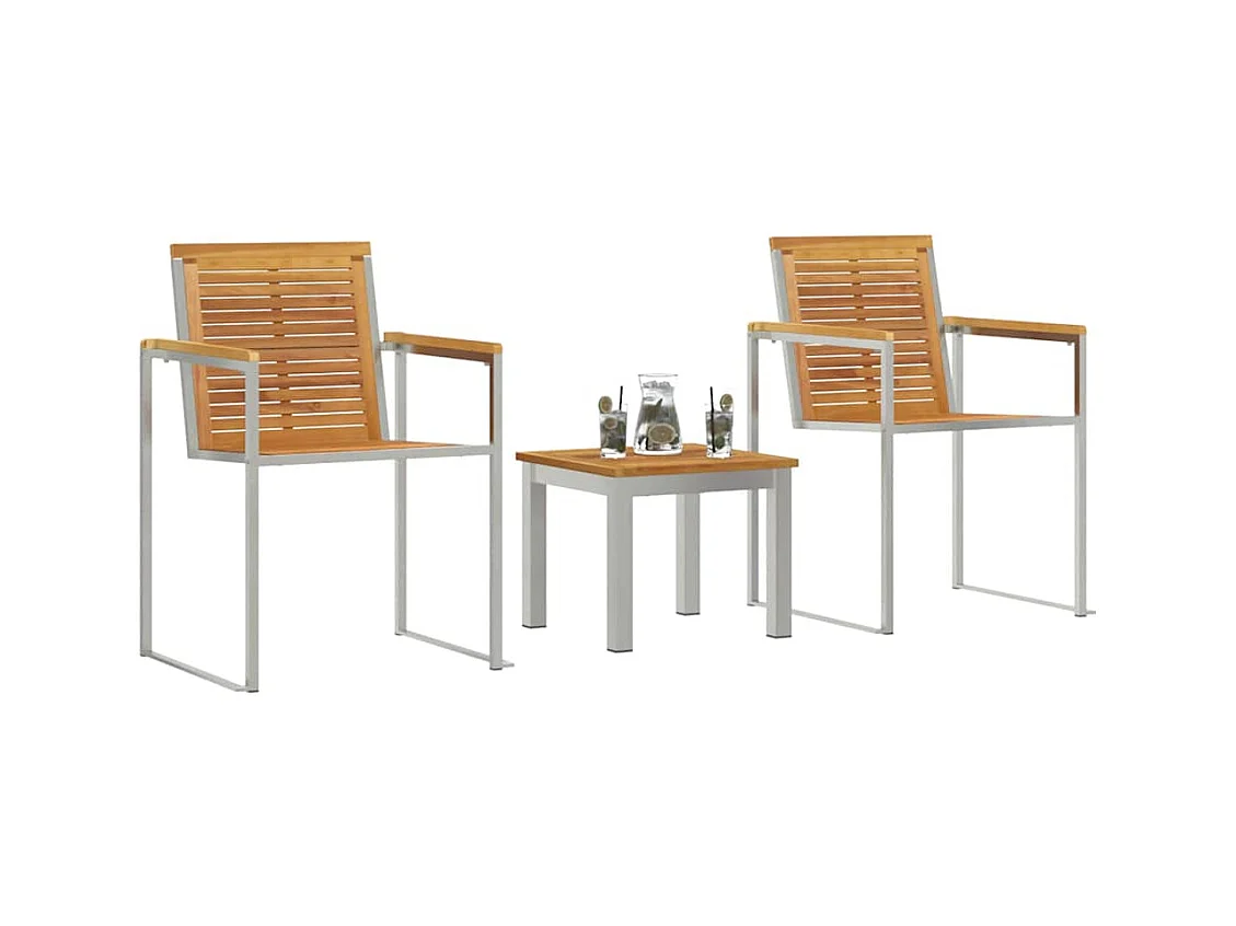 Transat 3-personne 3 pcs Marron 200 x 60 x 88cm Teck massif