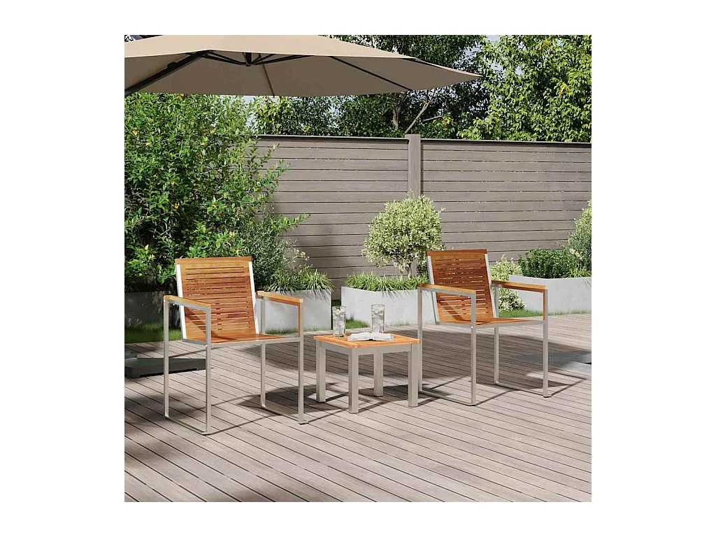 Transat 3-personne 3 pcs Marron 200 x 60 x 88cm Teck massif