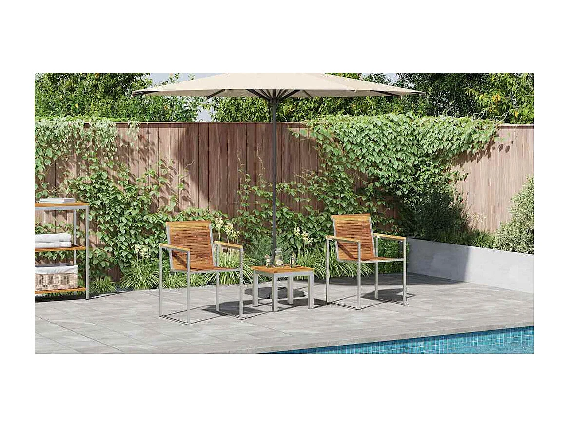 Transat 3-personne 3 pcs Marron 200 x 60 x 88cm Teck massif