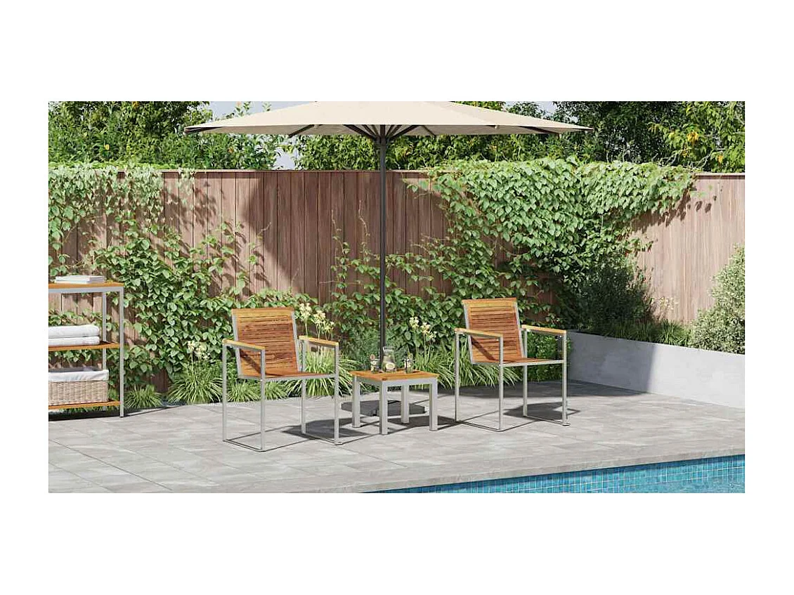 Transat 3-personne 3 pcs Marron 200 x 60 x 88cm Teck massif