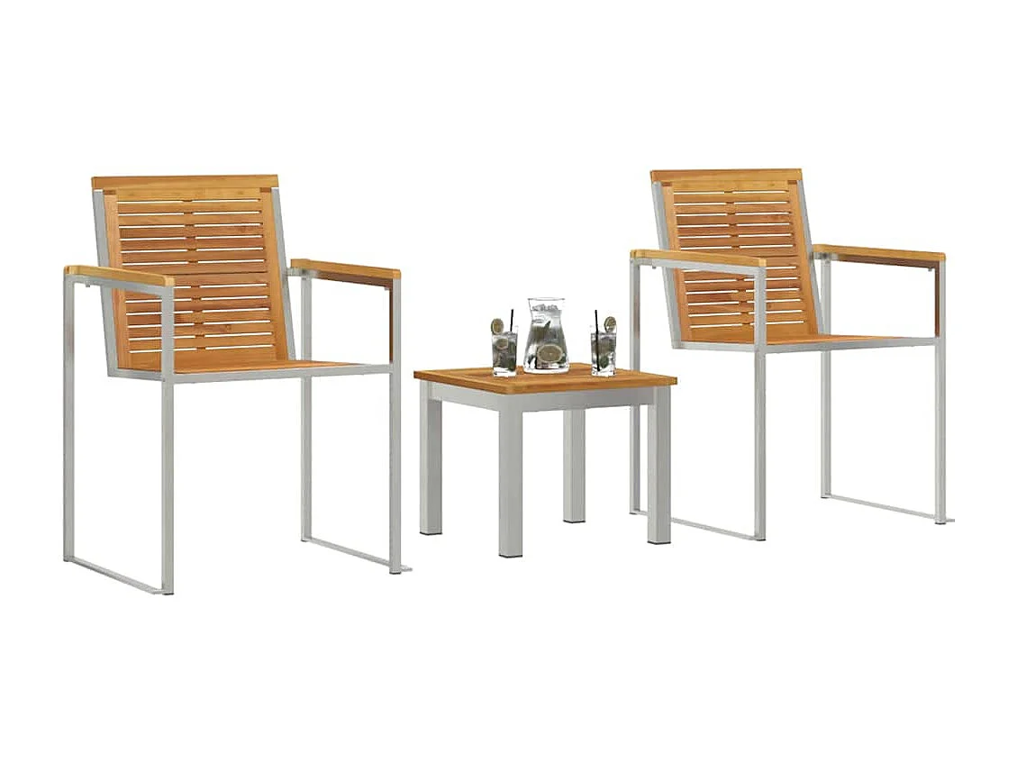 Transat 3-personne 3 pcs Marron 200 x 60 x 88cm Teck massif