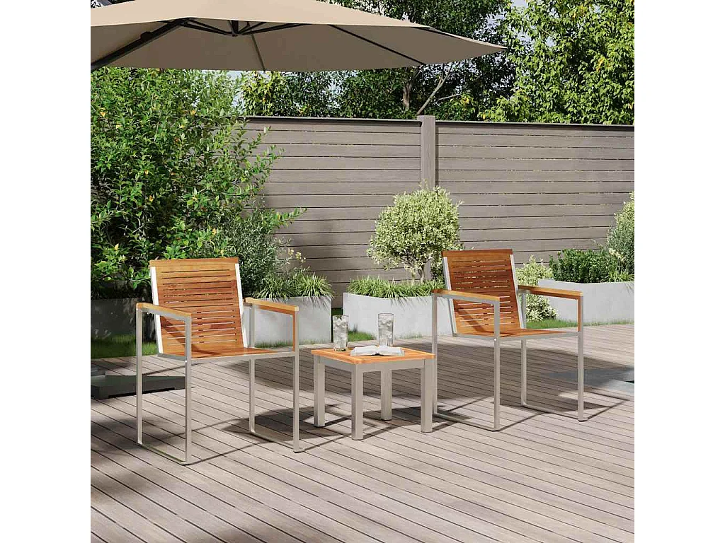 Transat 3-personne 3 pcs Marron 200 x 60 x 88cm Teck massif