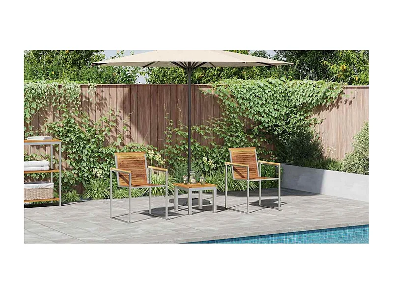 Transat 3-personne 3 pcs Marron 200 x 60 x 88cm Teck massif