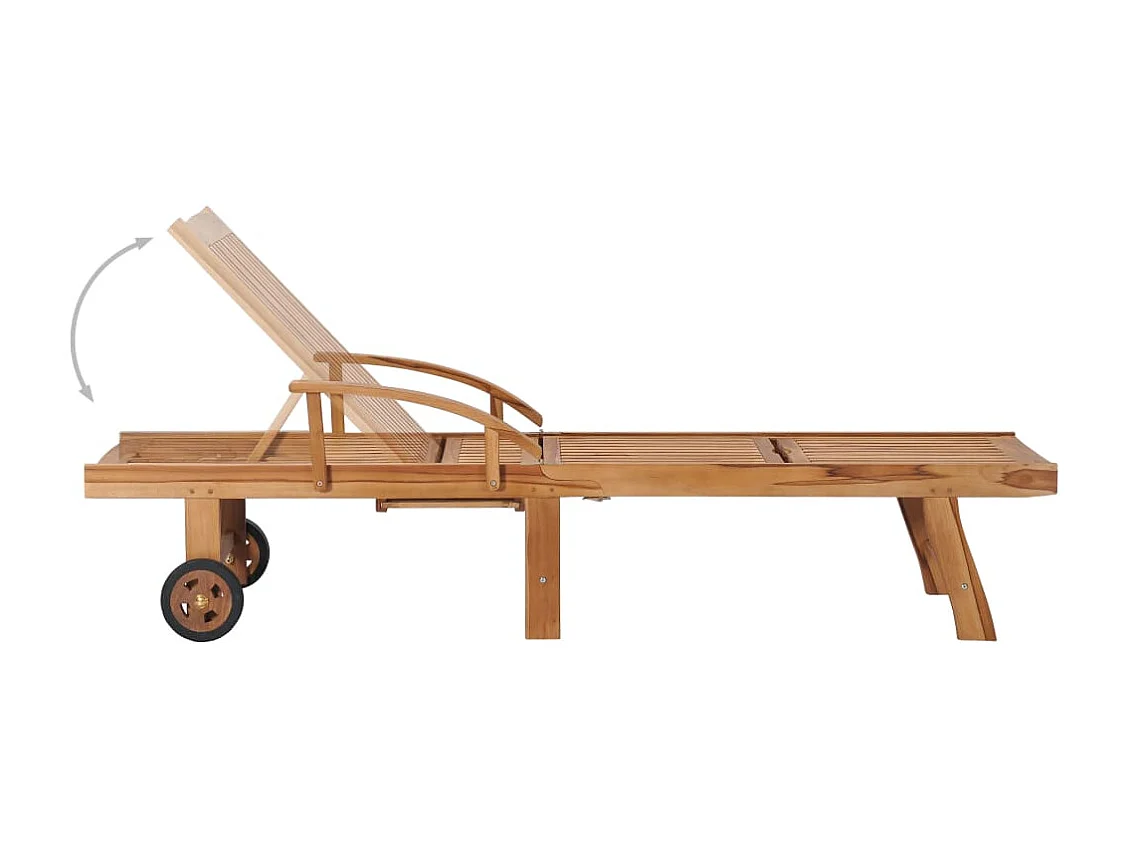 Chaise longue avec coussin bleu Bois de teck solide