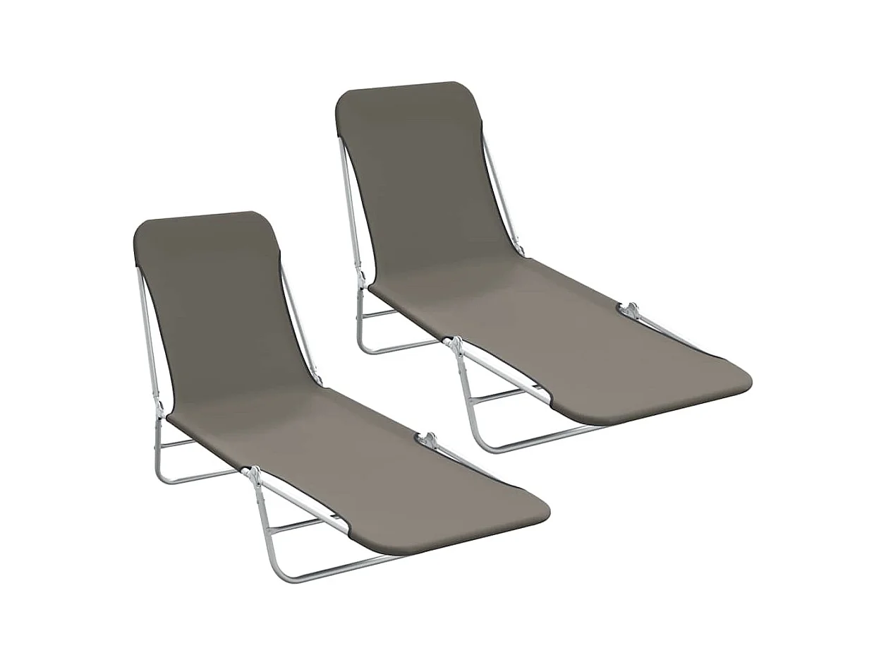 Opvouwbare ligstoelenset van 2 staal en grijze stof