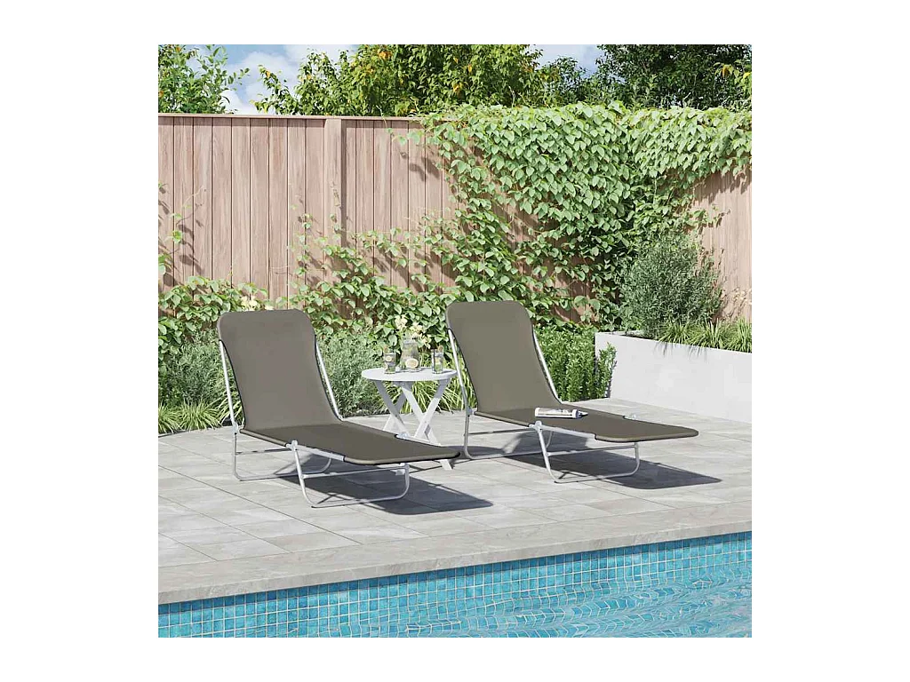 Opvouwbare ligstoelenset van 2 staal en grijze stof