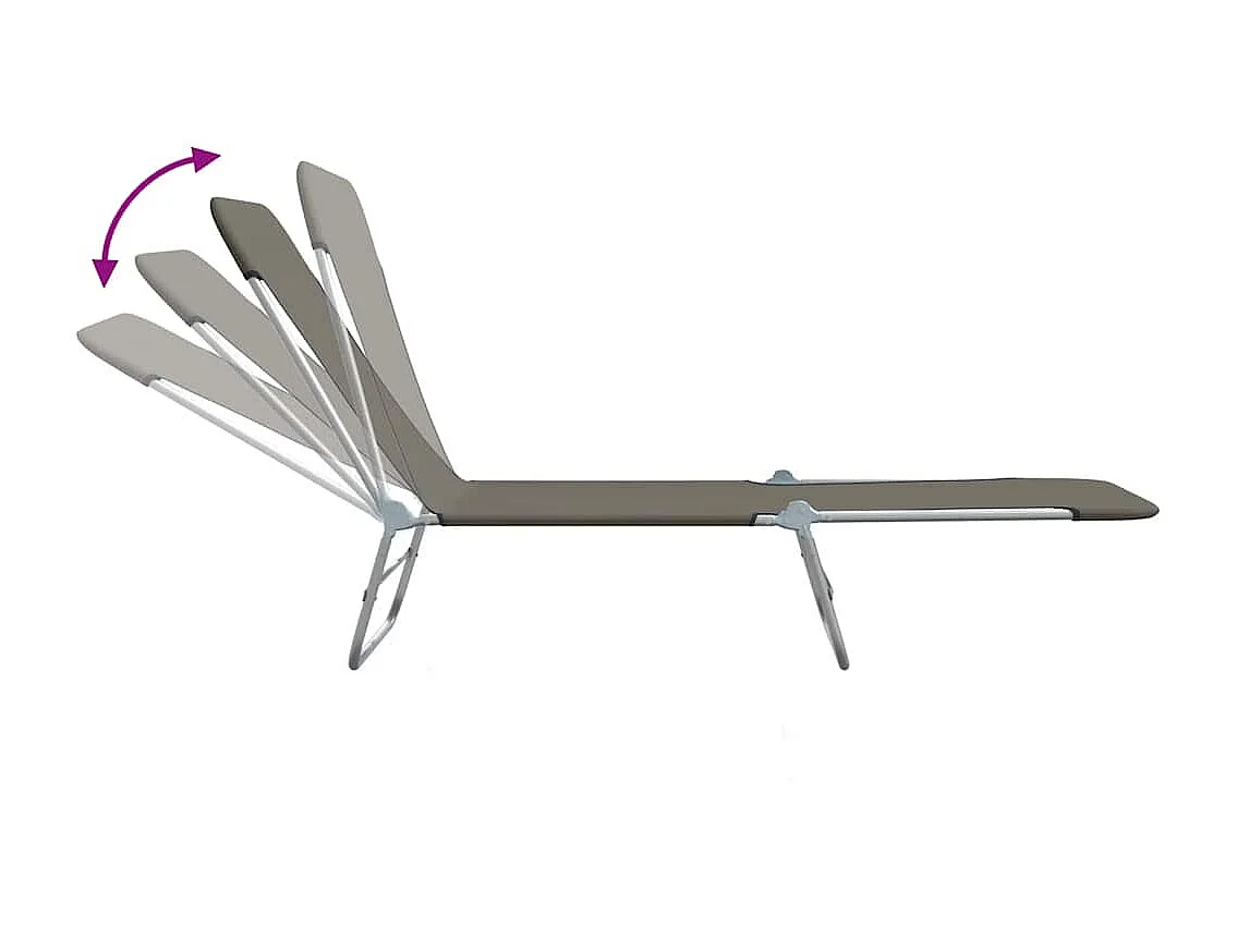 Opvouwbare ligstoelenset van 2 staal en grijze stof