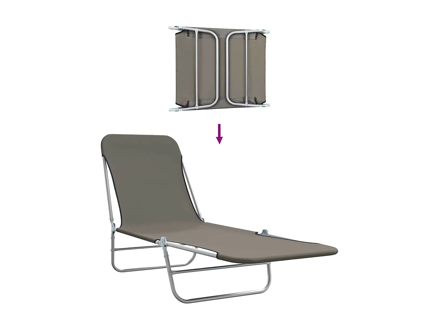 Opvouwbare ligstoelenset van 2 staal en grijze stof