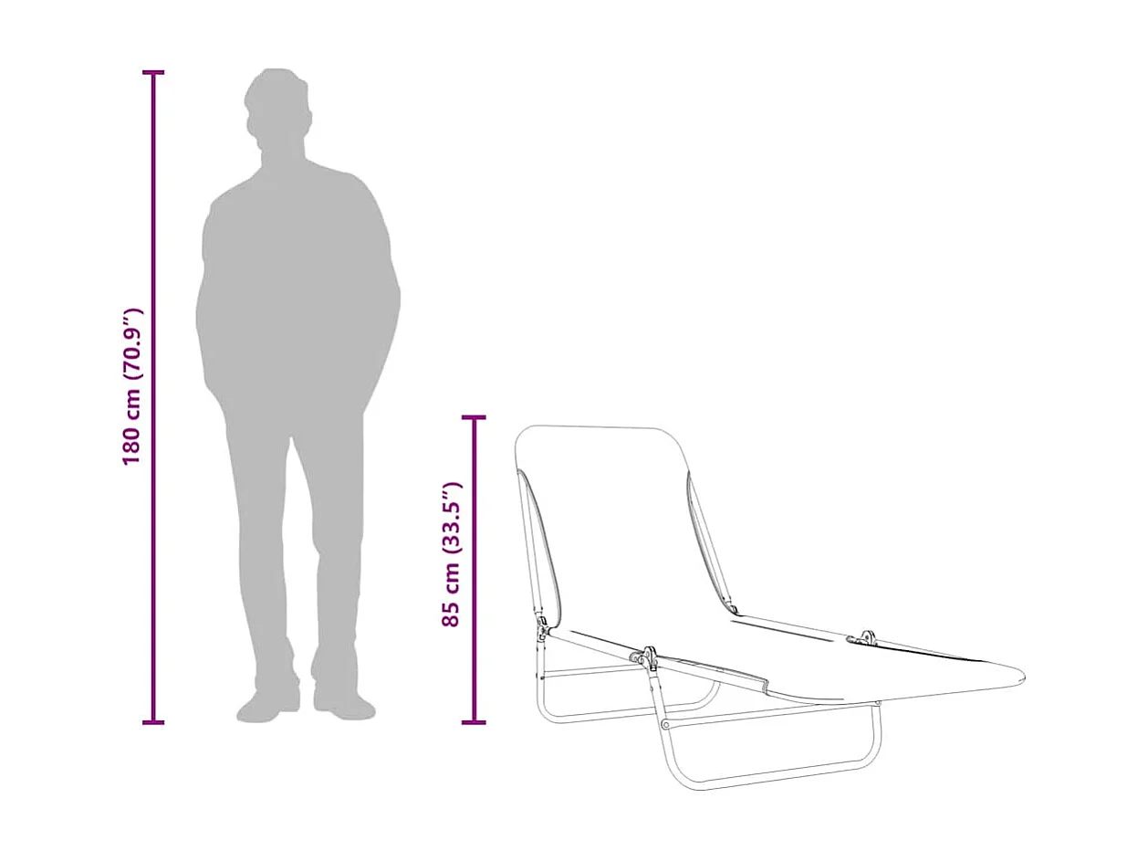 Opvouwbare ligstoelenset van 2 staal en grijze stof