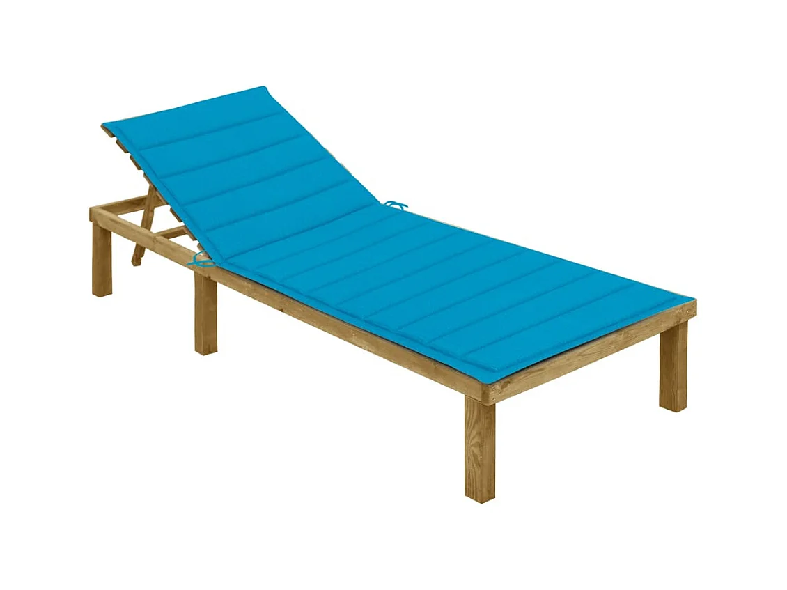 Chaise longue avec coussin bleu Bois de pin imprégné
