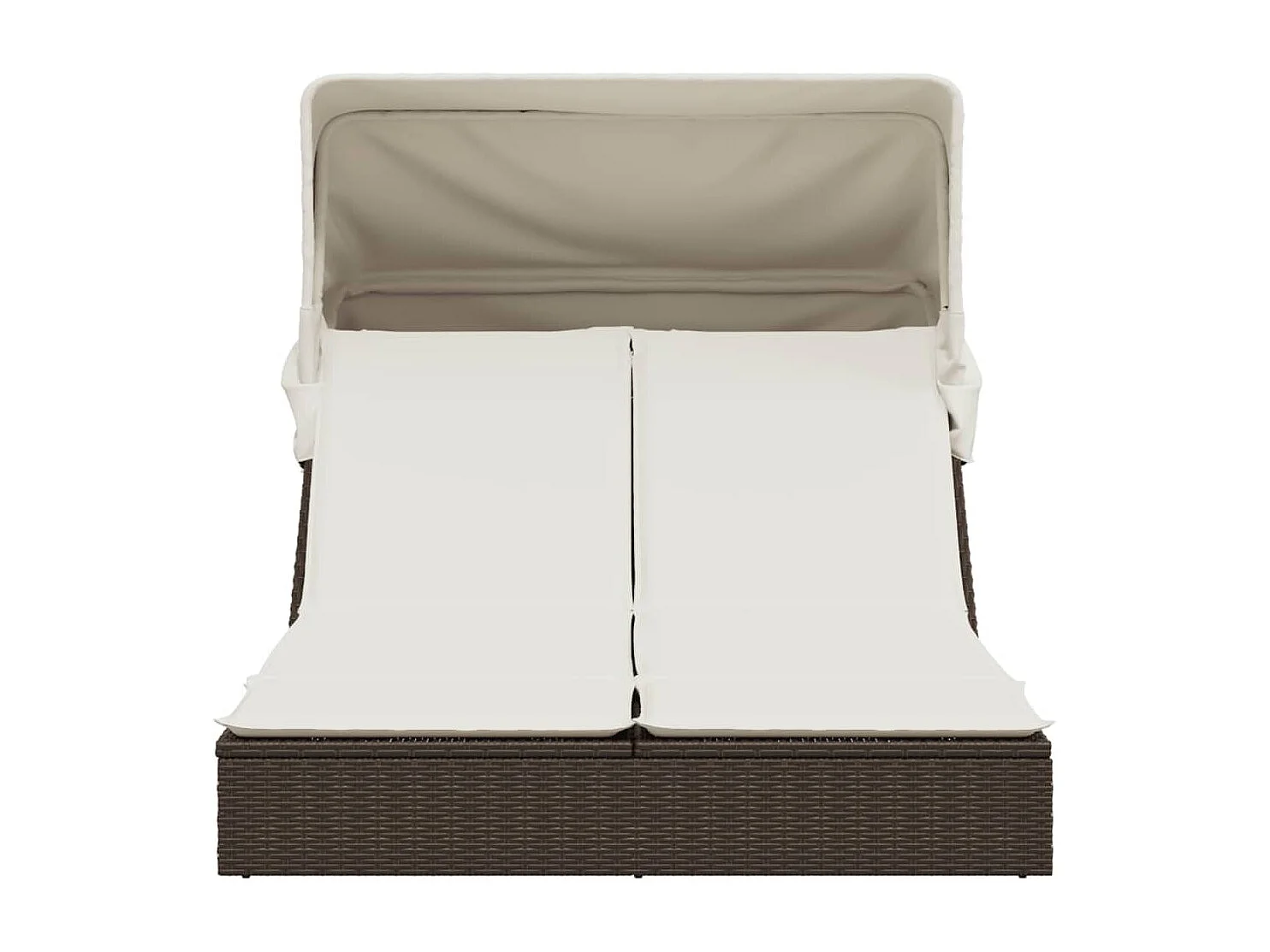 Poltrona doppia con baldacchino e cuscini in polyrattan marrone