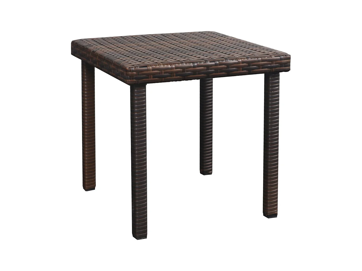 Chaise longue in resina intrecciata marrone con cuscino e tavolo