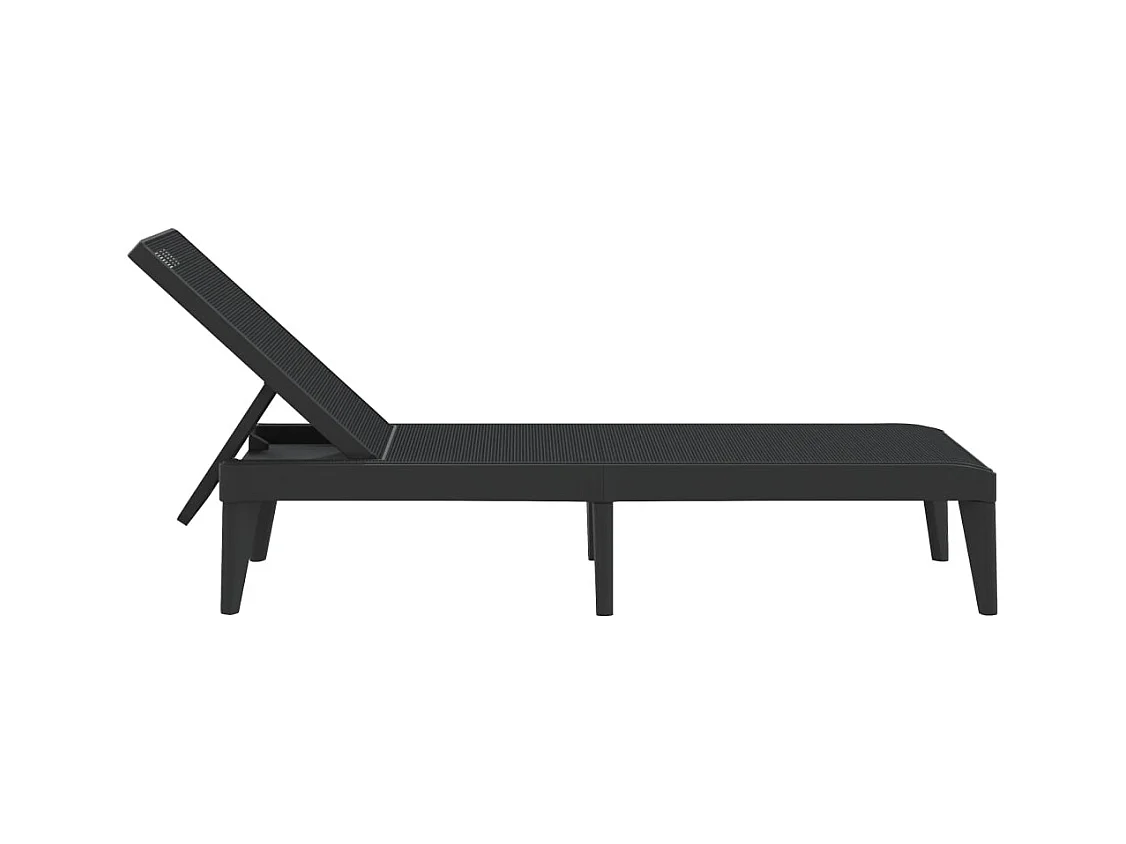 Chaise longue antraciet 186x60x29 cm PP