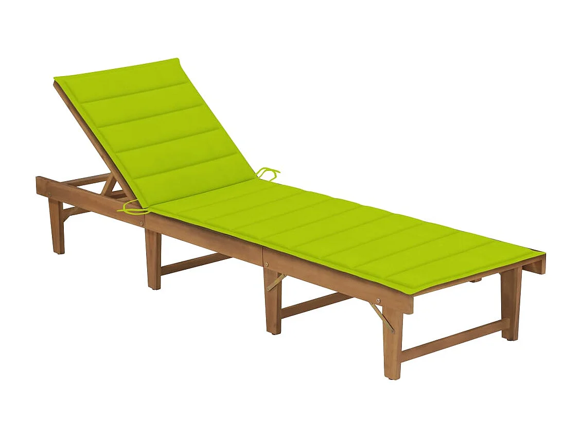 Chaise longue pliable avec coussin Bois d'acacia solide
