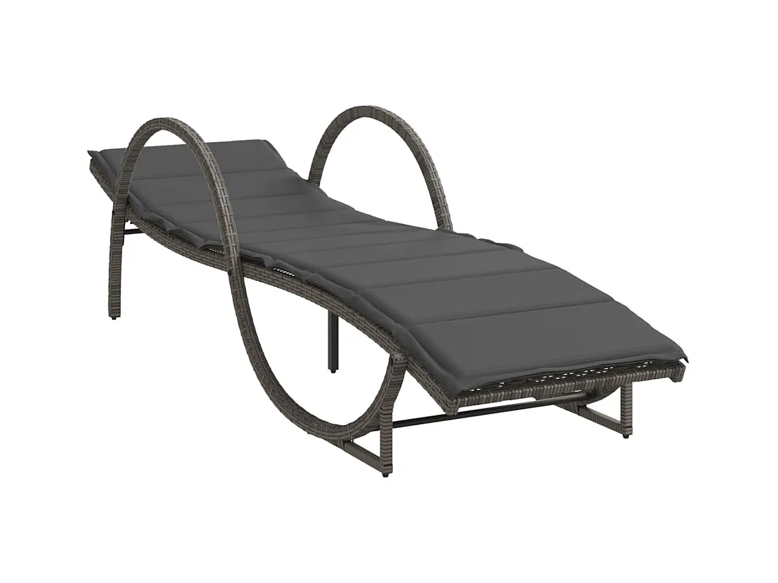 Set van 2 ligstoelen met grijze geweven harskussens