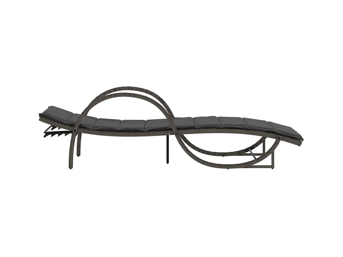 Set van 2 ligstoelen met grijze geweven harskussens