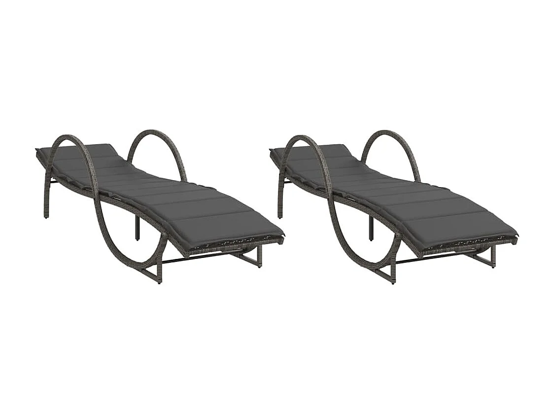 Conjunto de 2 tumbonas con cojines de resina tejida gris