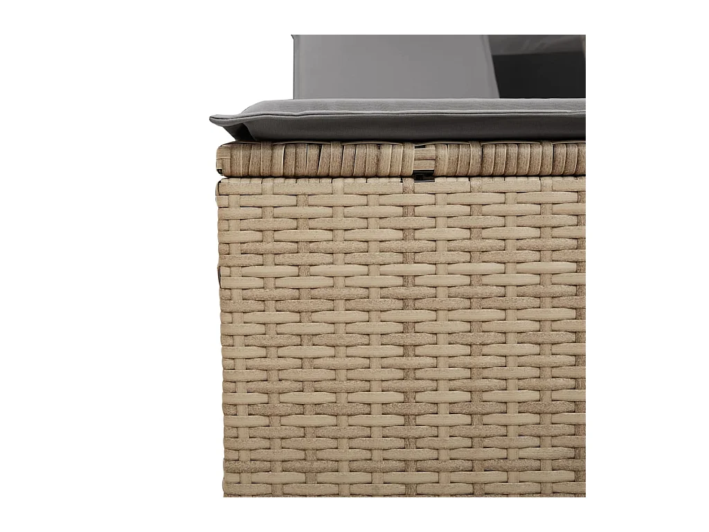 Doppel-Chaiselongue mit Markise und Kissen in beigem Rattan-Mix