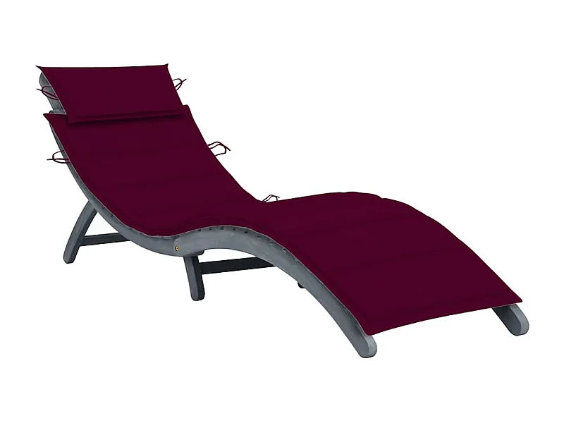 Chaise longue avec coussin Gris Bois d'acacia solide