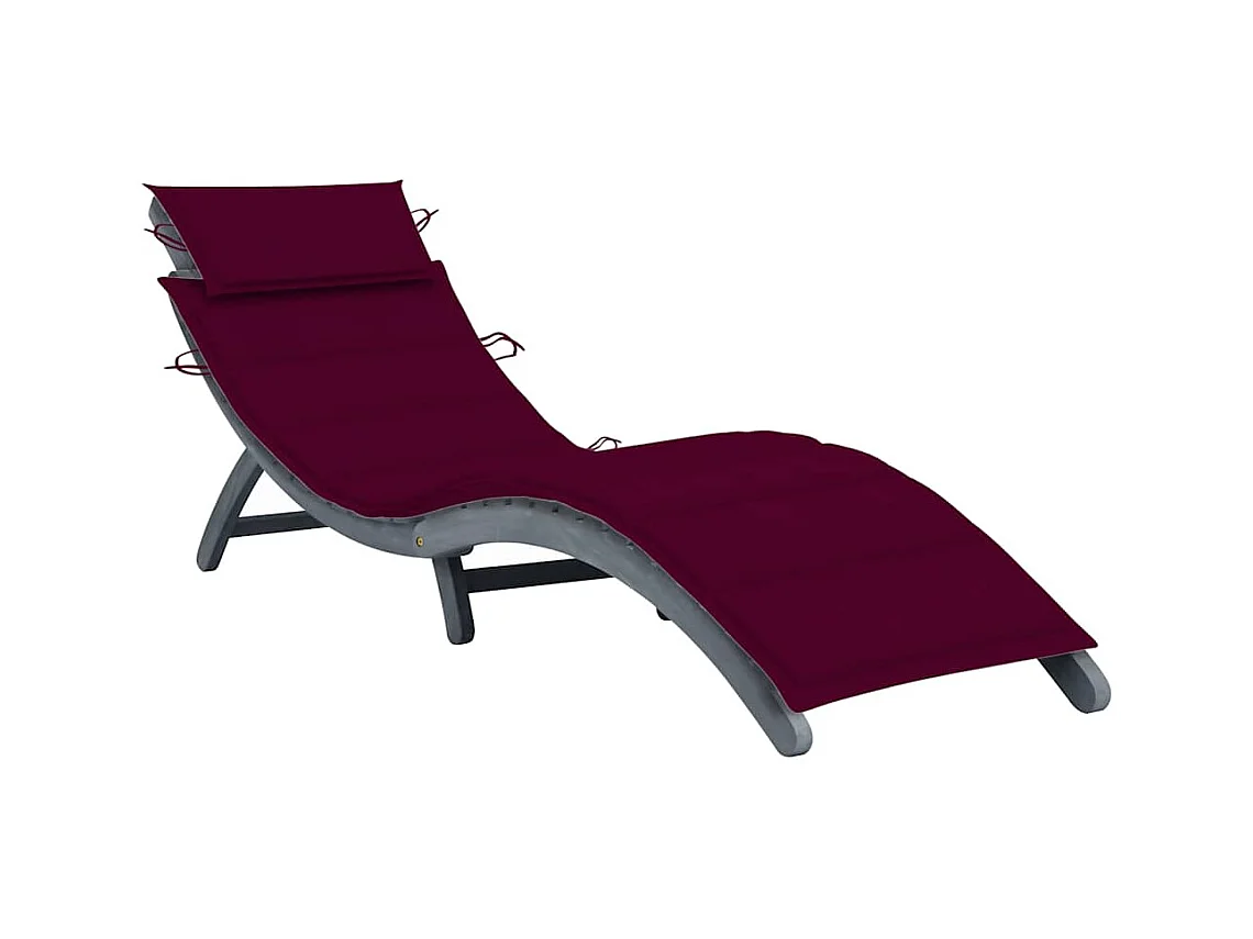 Chaise longue avec coussin Gris Bois d'acacia solide