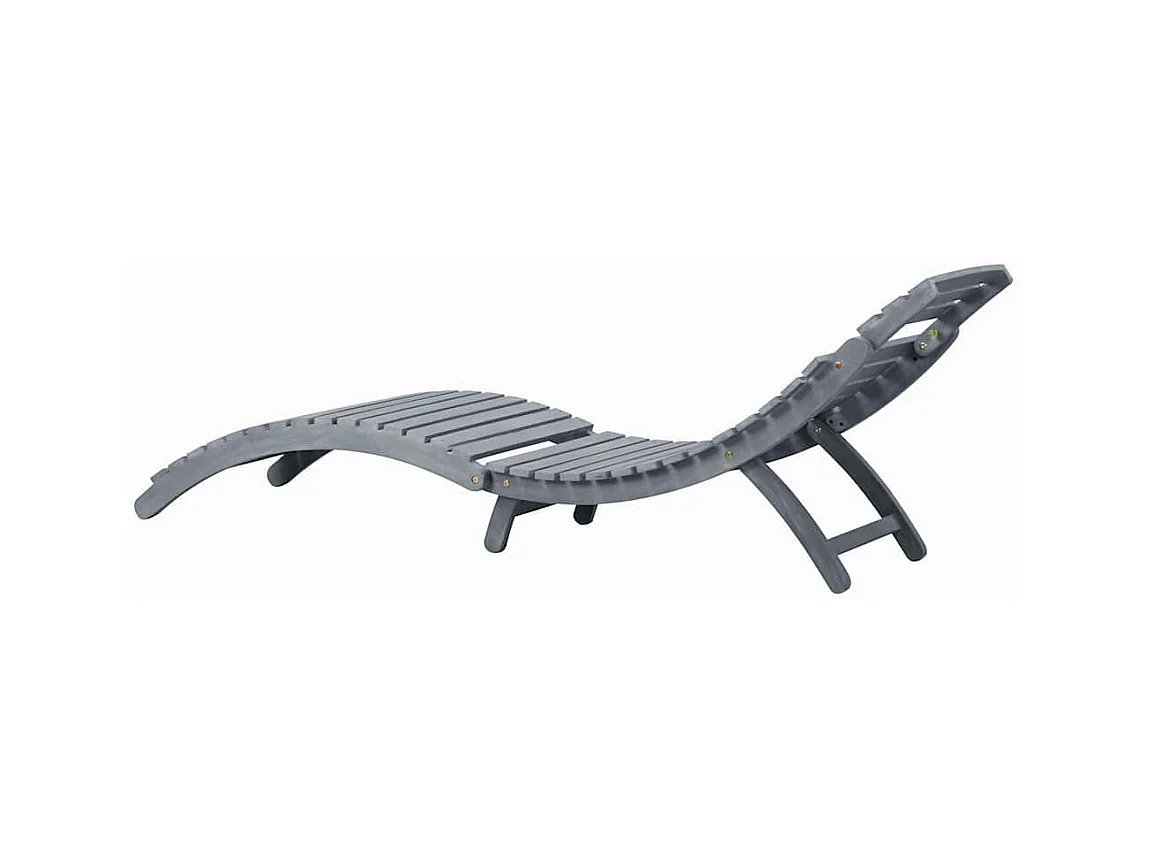 Chaise longue avec coussin Gris Bois d'acacia solide