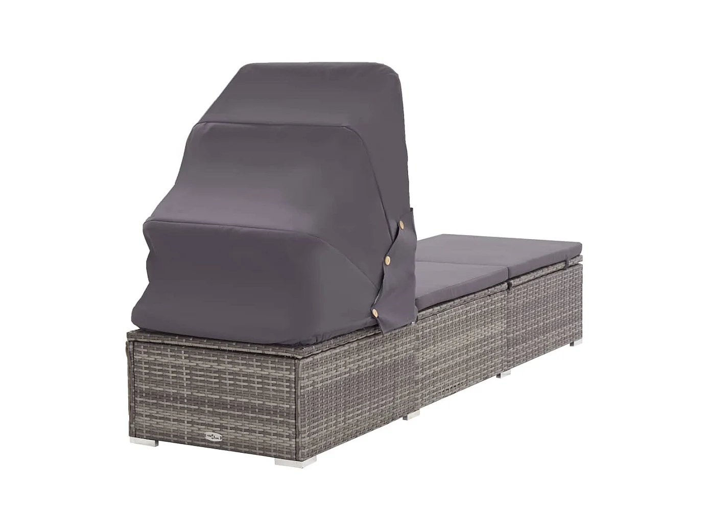 Chaise longue met baldakijn en kussen Grijs geweven hars