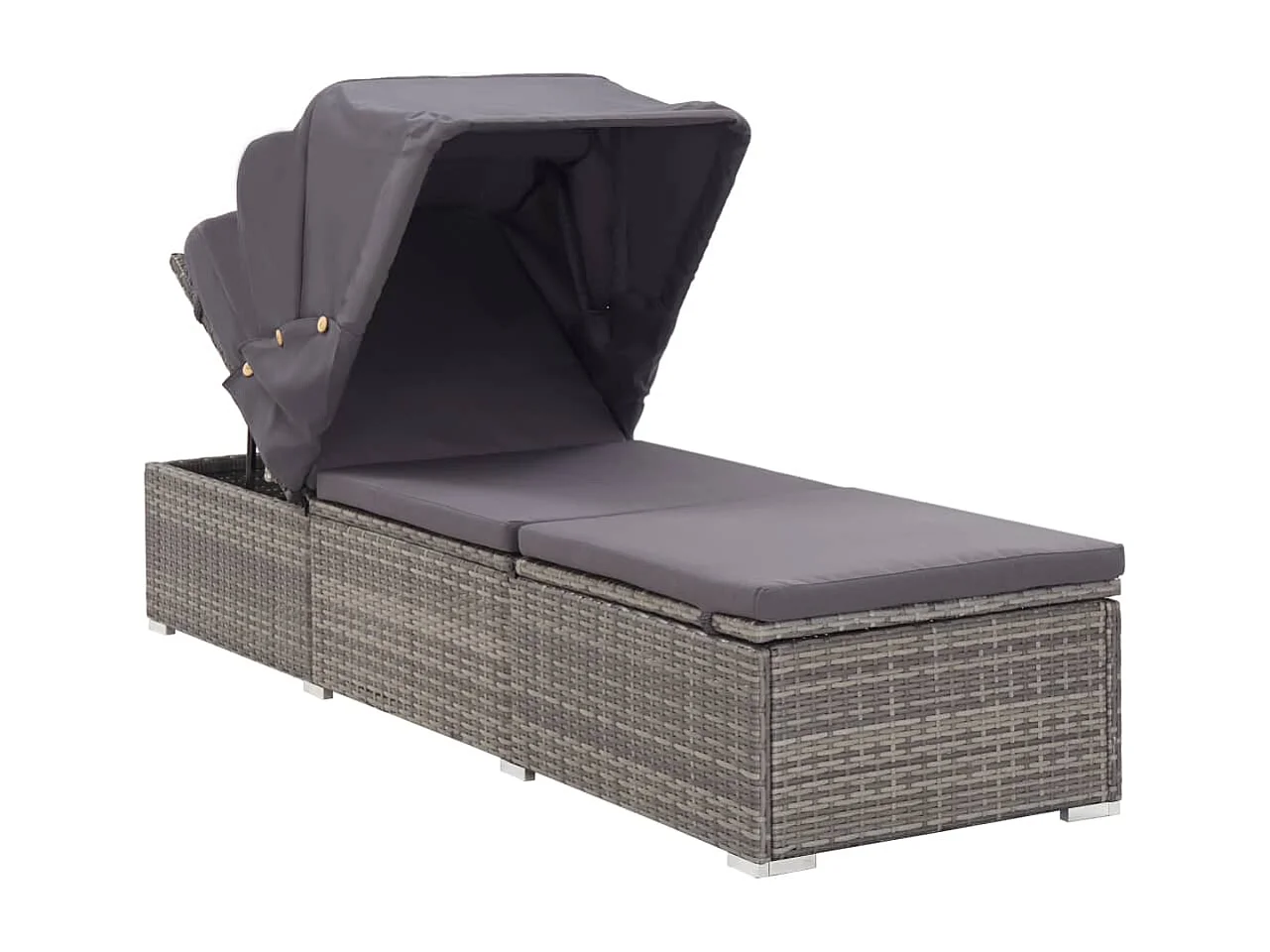 Chaise longue con dosel y cojín Resina tejida gris