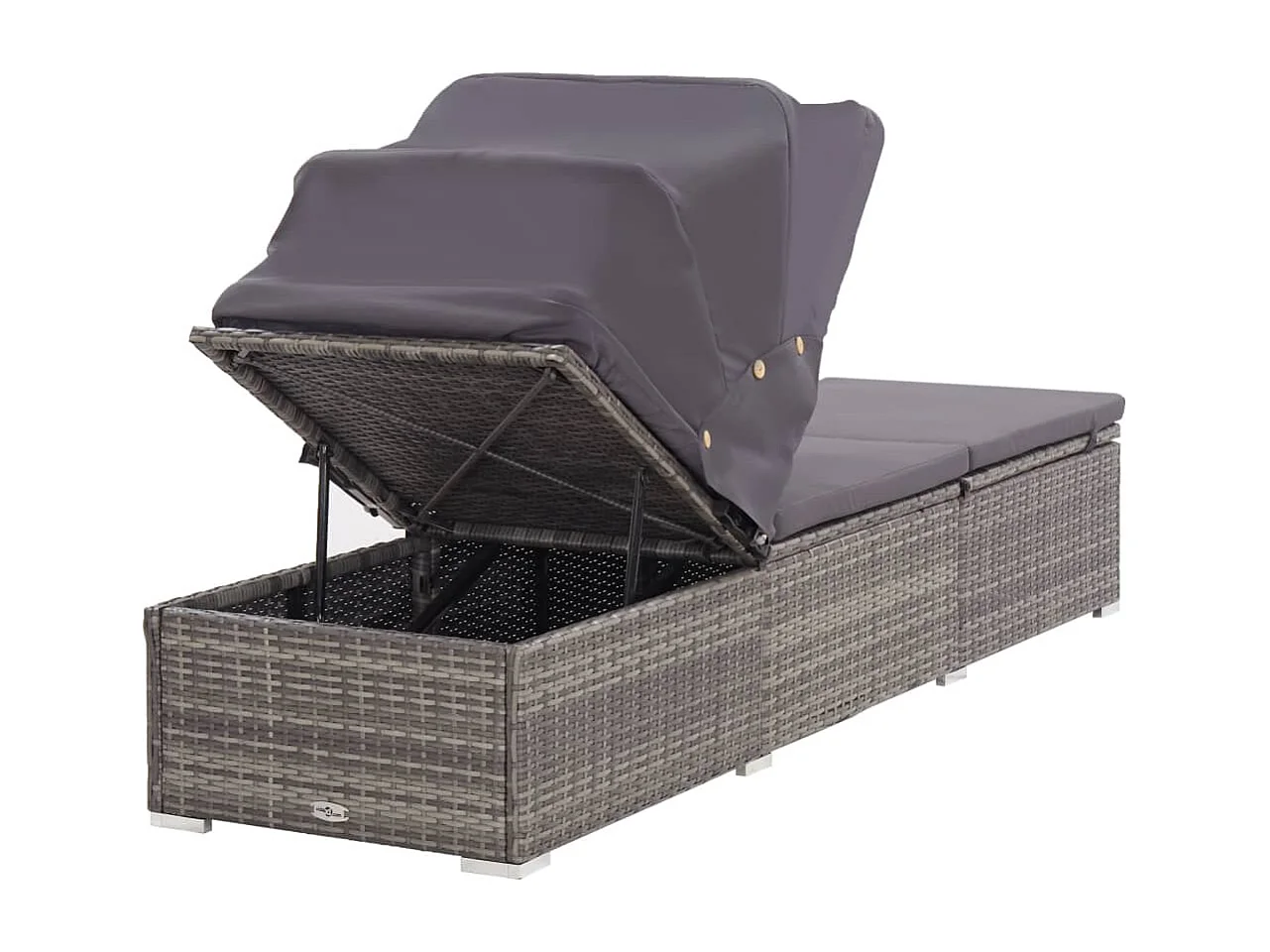 Chaise longue con dosel y cojín Resina tejida gris