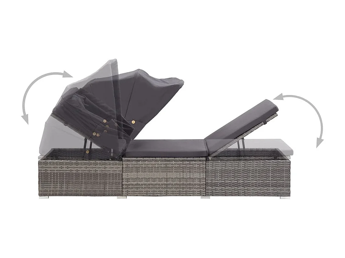 Chaise longue con dosel y cojín Resina tejida gris