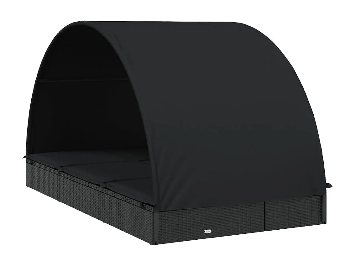 Transat 2 places avec toit rond noir 211x112x140 cm