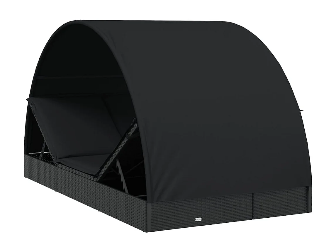 Transat 2 places avec toit rond noir 211x112x140 cm