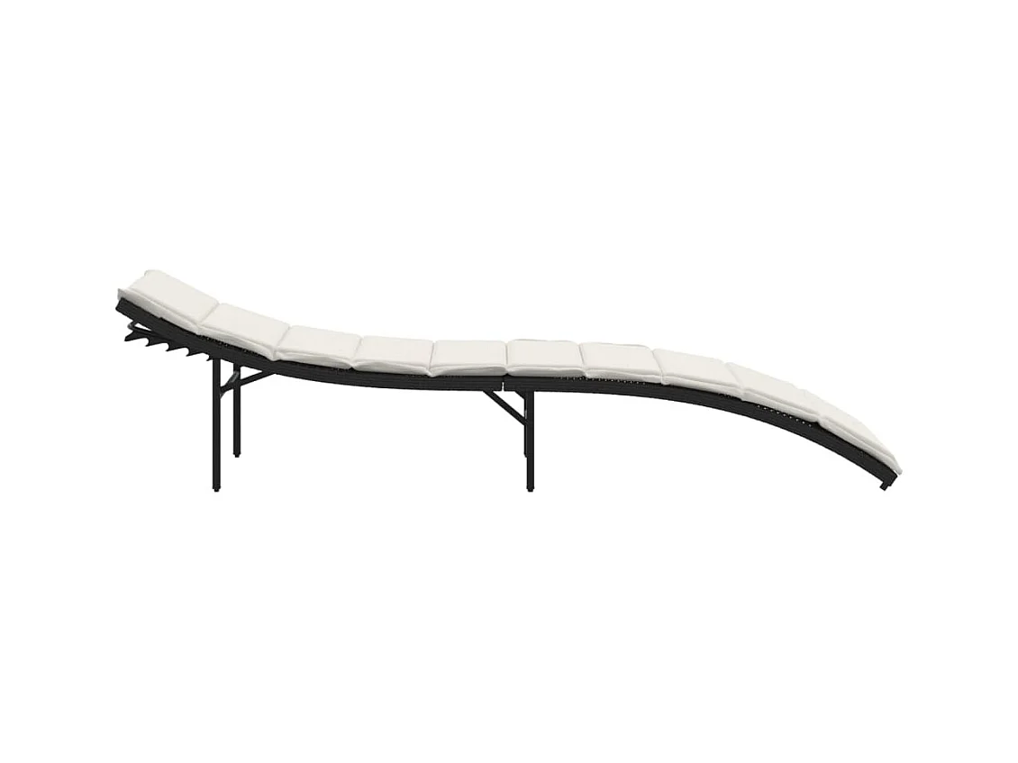 Chaise longue met zwart kussen 55x199x50 cm geweven hars