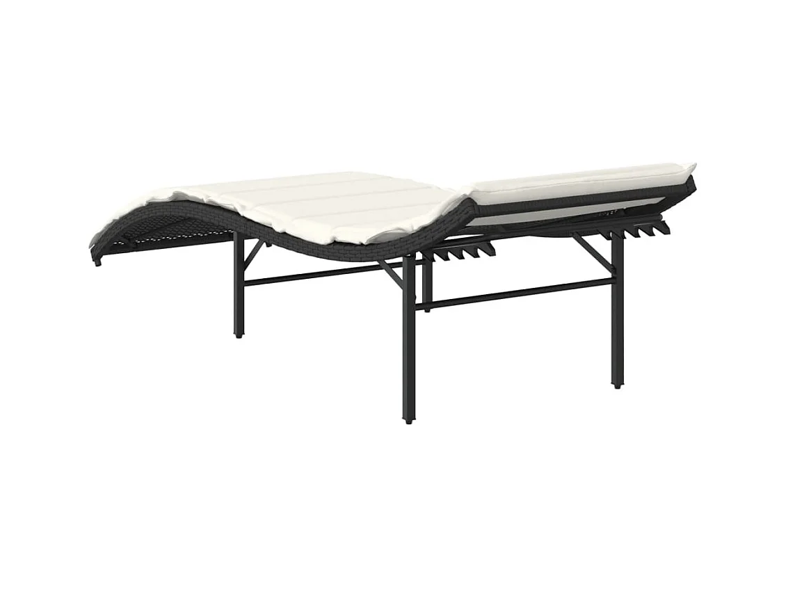 Chaise longue met zwart kussen 55x199x50 cm geweven hars
