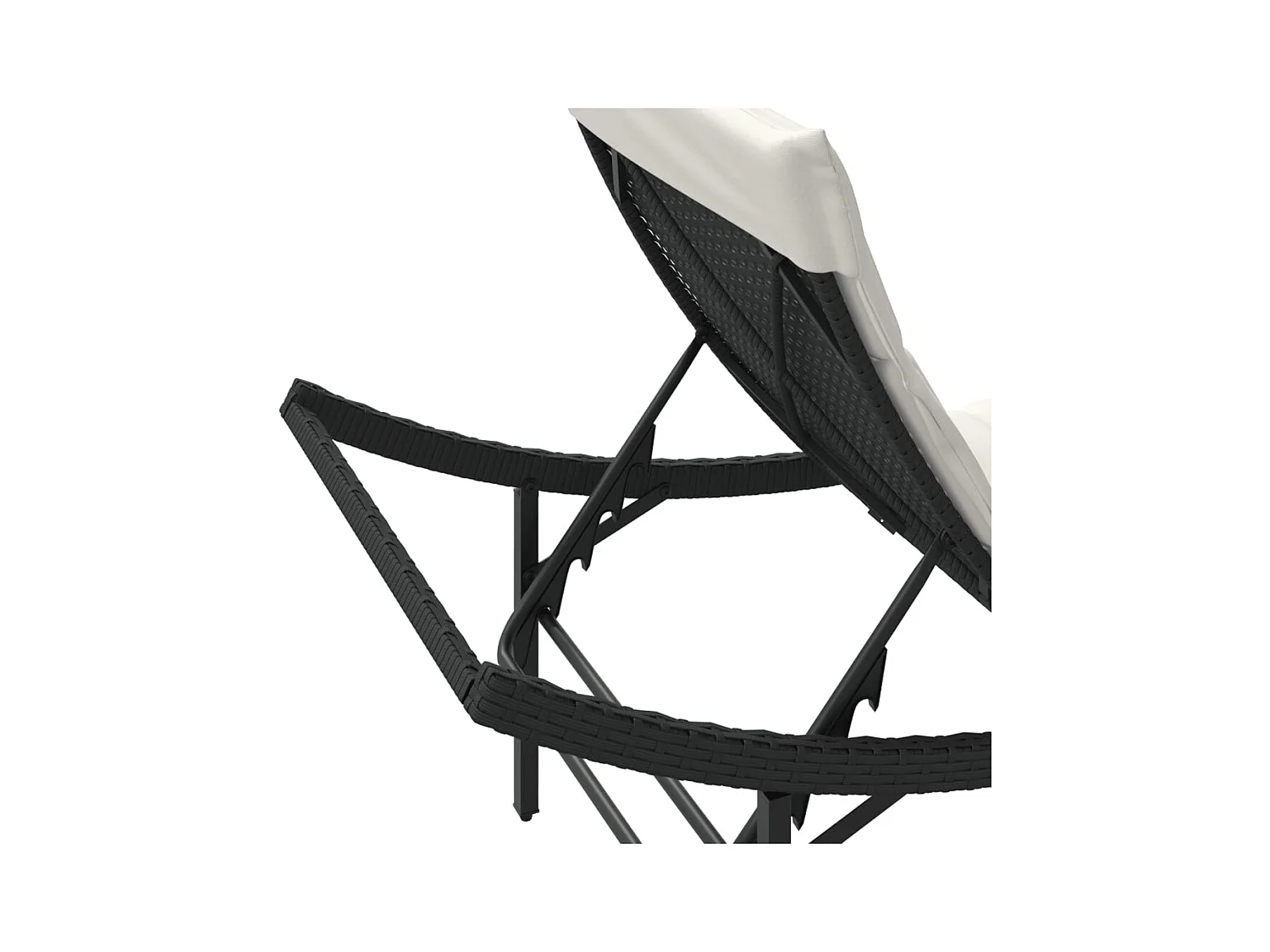 Chaise longue met zwart kussen 55x199x50 cm geweven hars