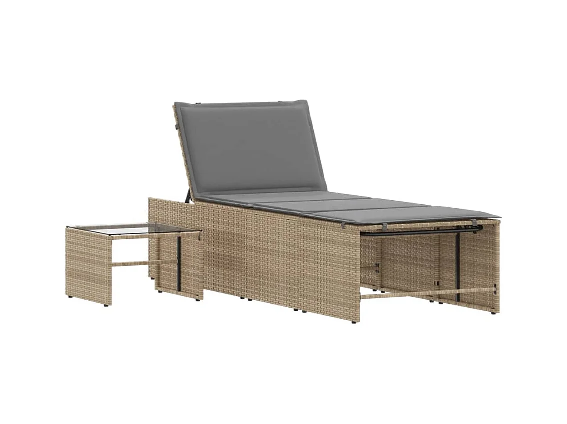 Sillones de 2 piezas con mesa de mimbre beige