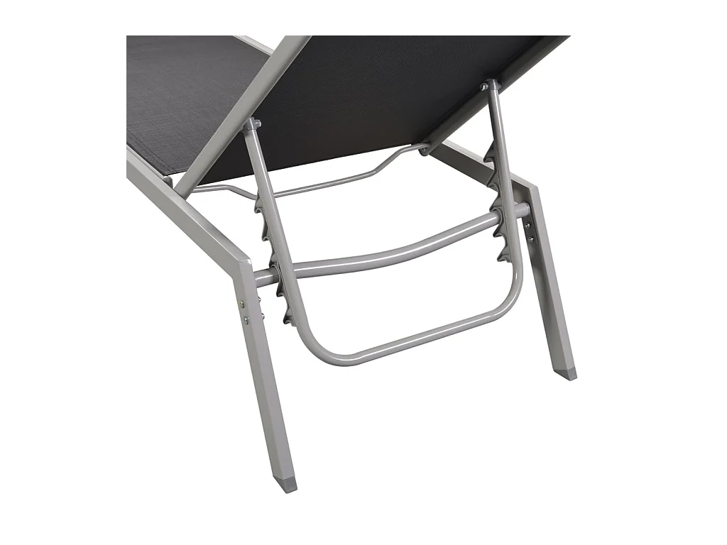 Set van 2 ligstoelen met tafel, staal en zwart textileen