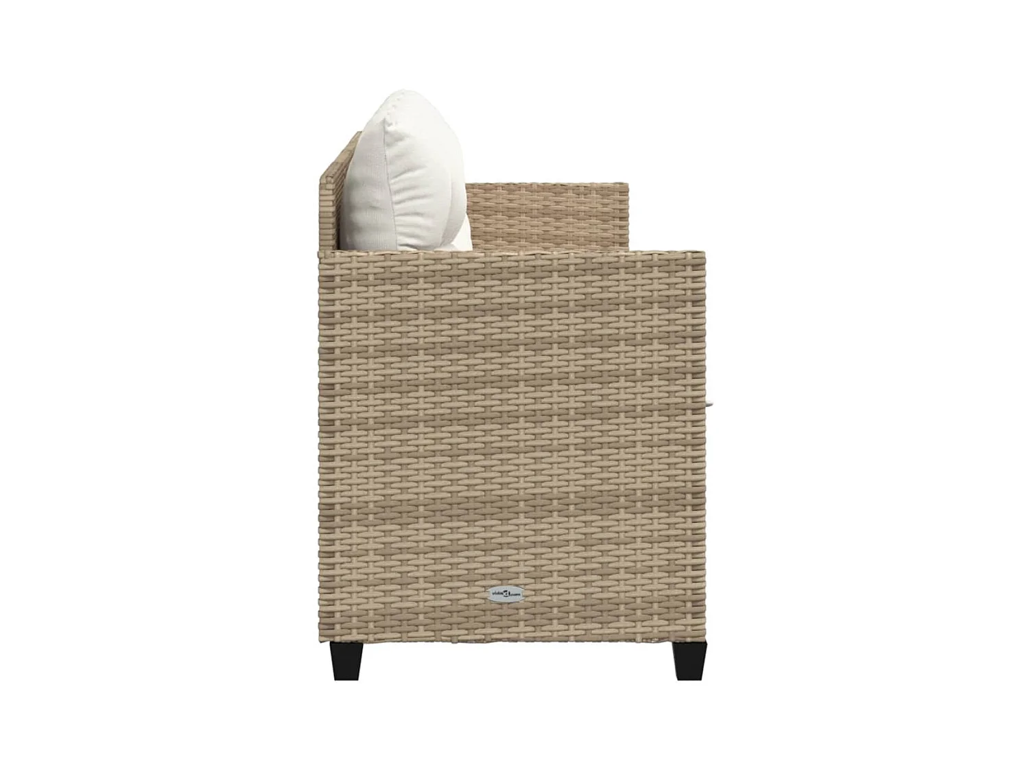 Chaise longue met beige kunsthars rieten kussens