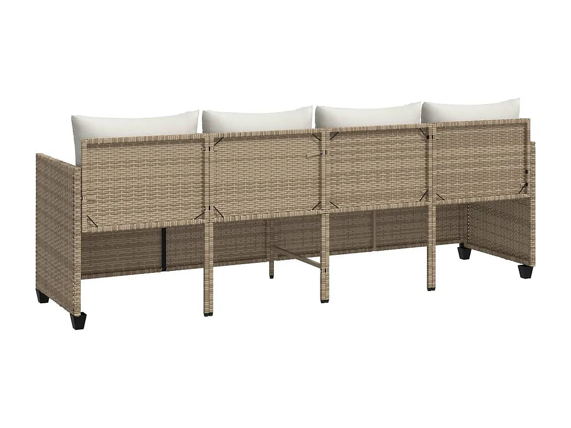 Chaise longue met beige kunsthars rieten kussens