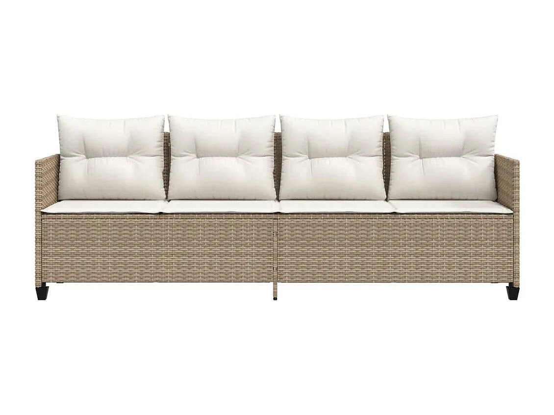 Chaise longue con cuscini in vimini di resina beige