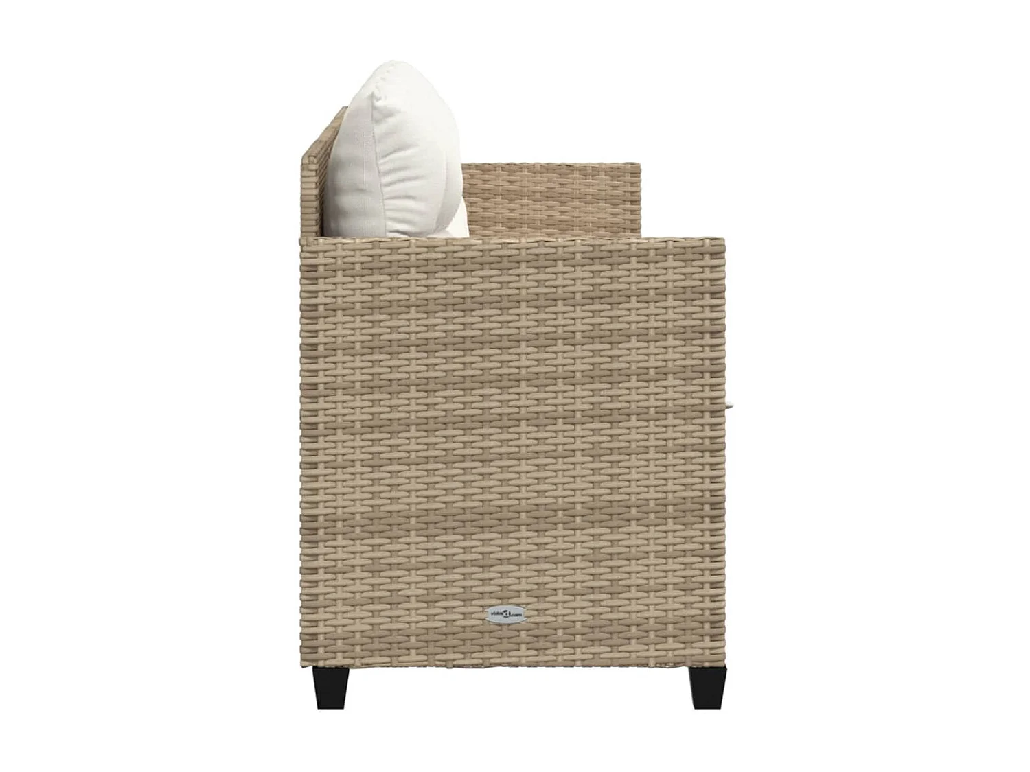 Chaise longue con cuscini in vimini di resina beige