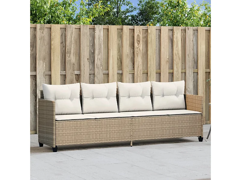 Chaise longue con cojines de mimbre de resina beige