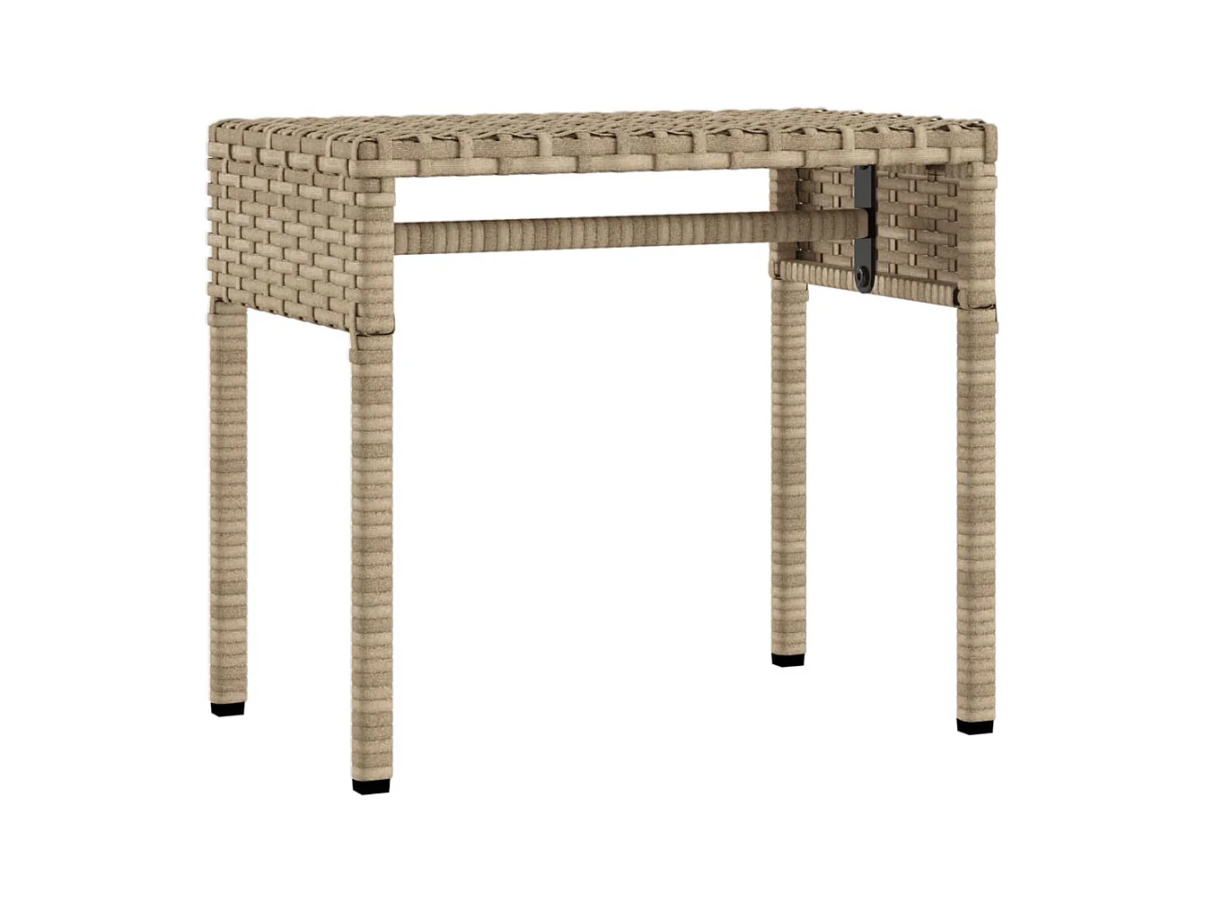 Ligstoel met zonnescherm en beige gevlochten harstafel