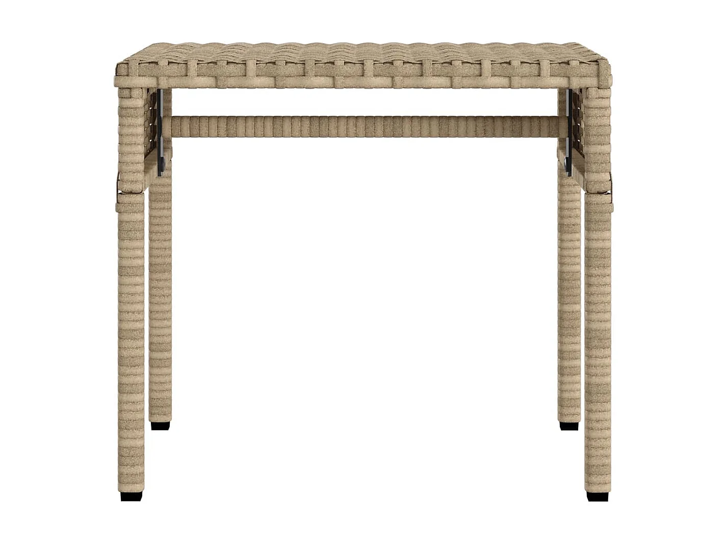 Ligstoel met zonnescherm en beige gevlochten harstafel