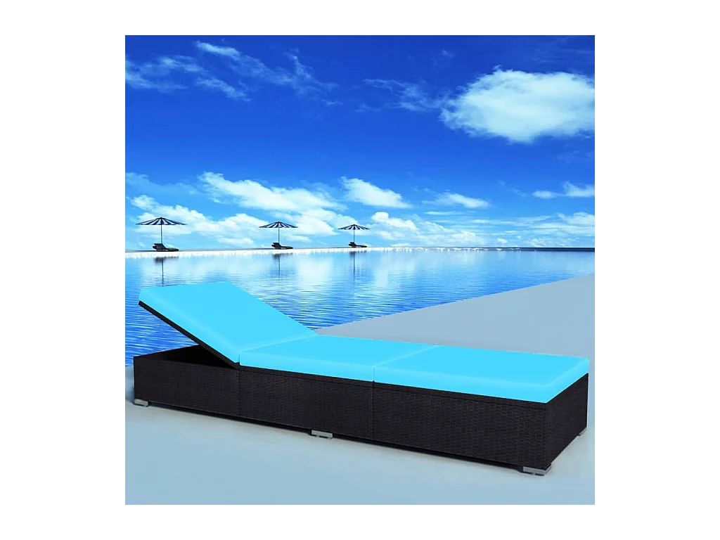 Lounge stoel met kussen Zwart geweven hars