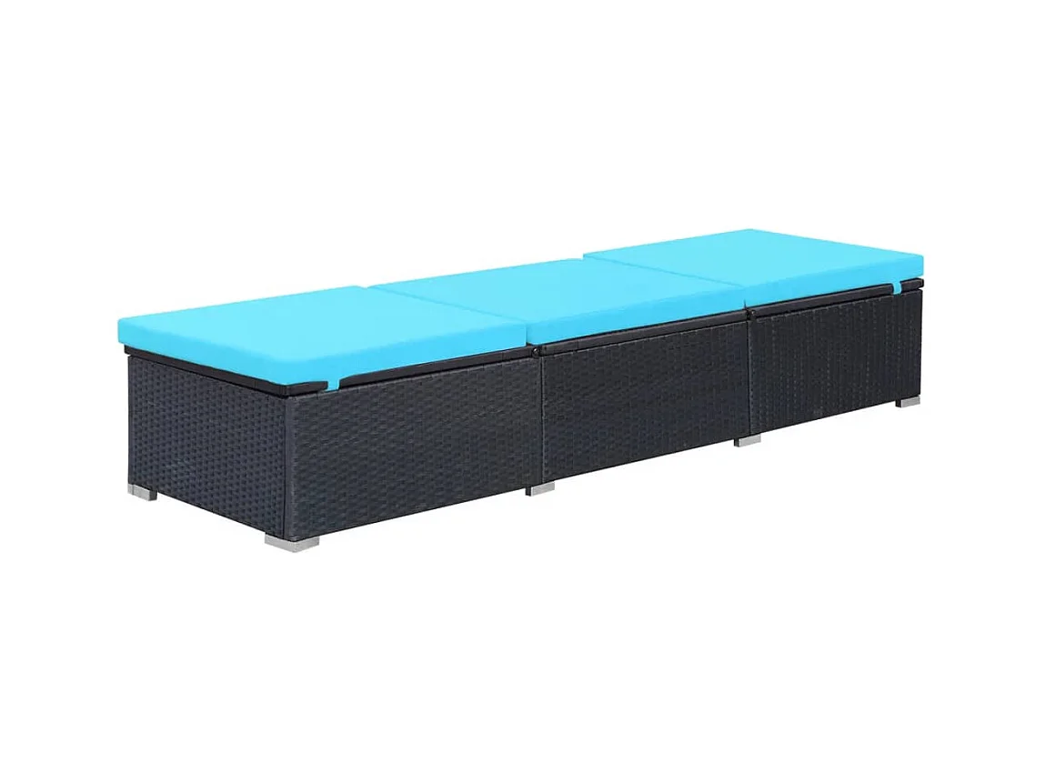 Lounge stoel met kussen Zwart geweven hars